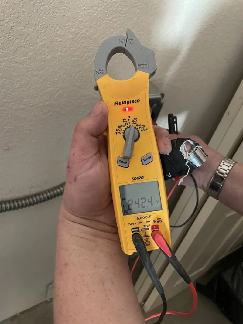 Voltage testing with clamp meter during Generator Installation in Meadow Vista